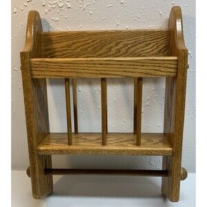 Country Wooden Paper Towel Holder Magazine Cookbook Mail Rack Hanging Wall Mount